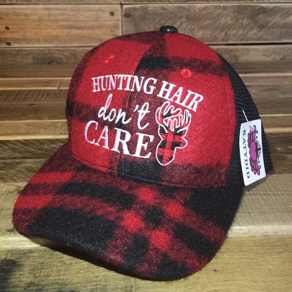 Plaid Fleece “Hunting Hair” Hat